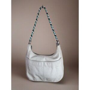 BRIGHTON BARBADOS JEWEL WHITE LEATHER HOBO MULTI POCKET SHOULDERBAG HANDBAG $140